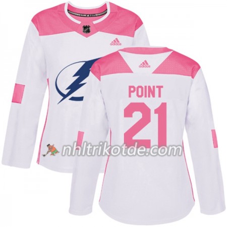 Tampa Bay Lightning Trikot Brayden Point 21 Adidas 2017-2018 Weiß Pink Fashion Authentic - Dame Tampa Bay Lightning Trikot Brayden Point 21 Adidas 2017-2018 Weiß Pink Fashion Authentic - Dame